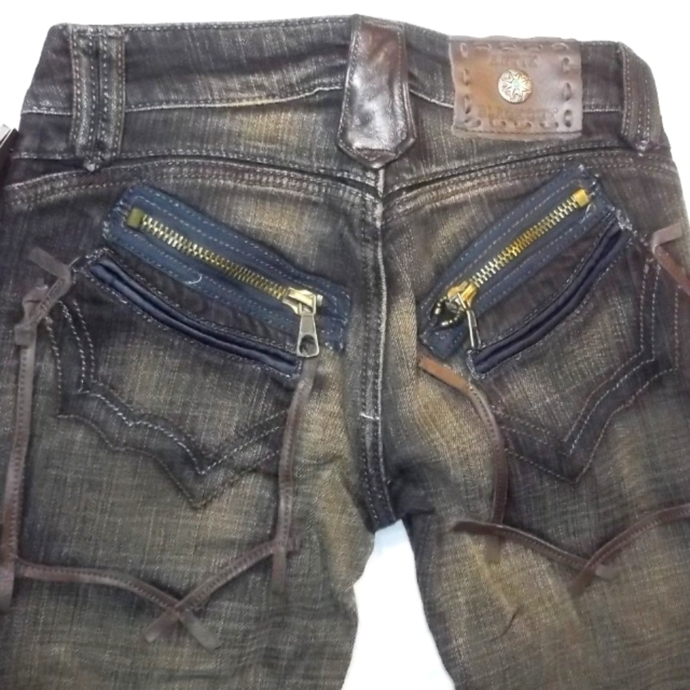 Antik Denim Black Distressed Bootcut Jeans